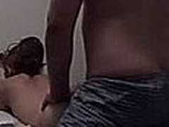 The chick in this dilettante video has no issues getting stripped and showing off her pussy. But her shy stud keeps his boxers on as that guy solely pulls out his dick to hide it inside her soaking wet gap from the back.