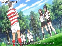 Busty, youthful Hentai beauties get gang banged by the soccer team
